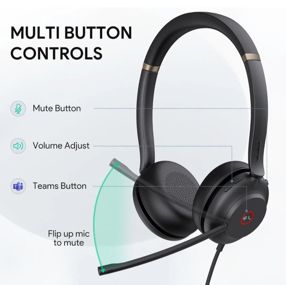 USB Headset with Noise Cancelling Microphone,Wired Headset for PC Laptop,Teams